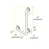 16" x 24" L-Shaped Left Hand Grab Bar - Chrome