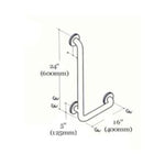 16" x 24" L-Shaped Right Hand Grab Bar - Chrome