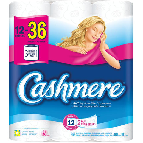 12 Rolls Triple 363 Sheet 2 Ply Toilet Tissue