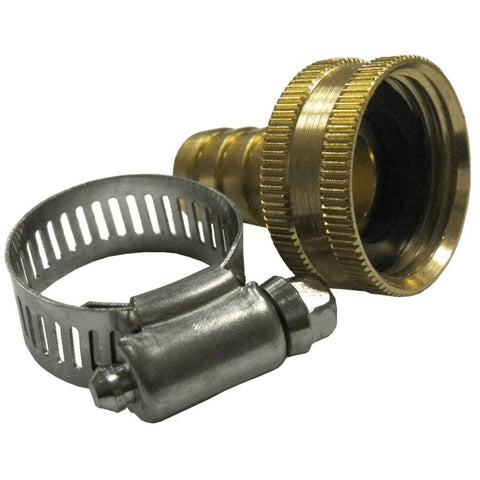 1/2" x 3/4" Female Aluminum Hose Coupling, with Stainless Steel Clamp
