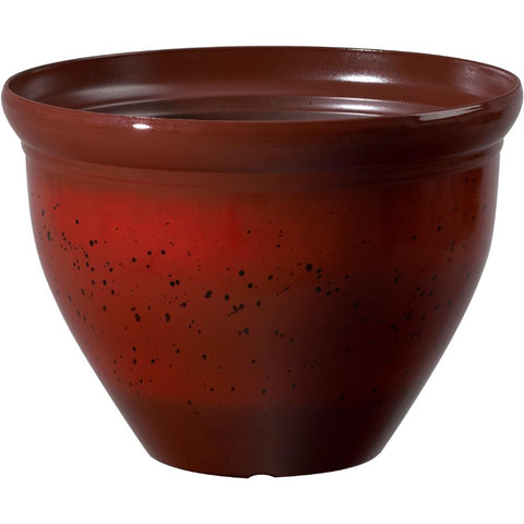 Listo Pizzazz Resin Pottery Planter with Speckle, 16-Inch, Warm Red