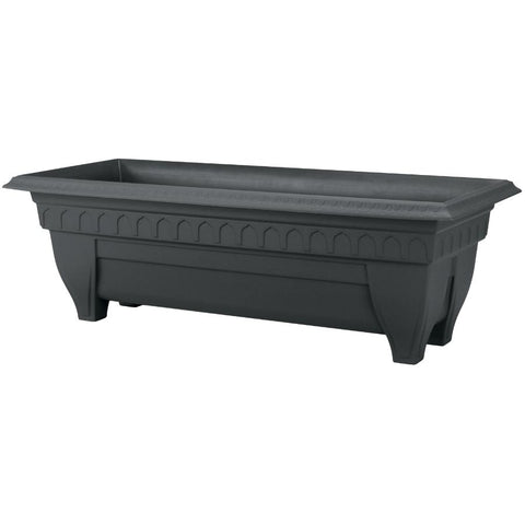 DCN Plastic 1427BK Azura Rectangle Patio Planter, Black