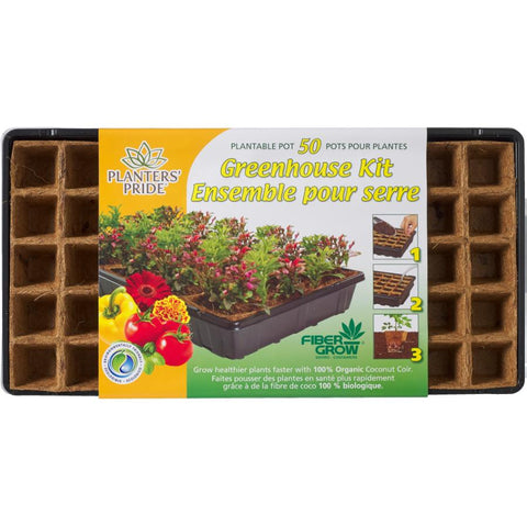 Planters Pride RZG50170 Fiber Grow Coconut Greenhouse Starter Kit, 50 Pots