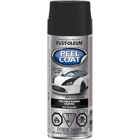 Rust-Oleum Automotive Peelable Rubber Coating Spray Paint in Matte Black, 312g (328888)