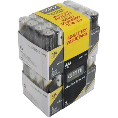 LR03 Alkaline AAA Batteries, 48 Pack