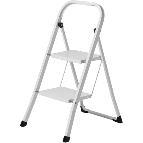 White 2 Step Steel Step Ladder