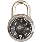 Master Lock Padlock, Standard Dial Combination Lock, 1-7/8 in. Wide, Black, 1500D