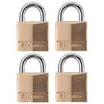 Master Lock 140Q Solid Brass Keyed Alike Padlock with 1-9/16-Inch Wide Body and 7/8-Inch Shackle, 4-Pack