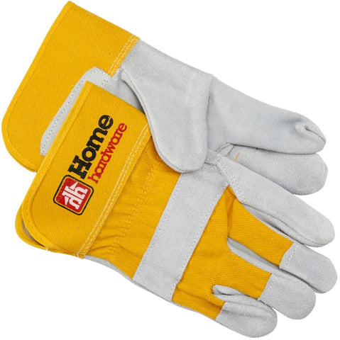 Men's Large Yellow Split Leather Combo Work Gloves