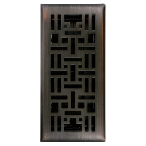 Imperial RG3251 Art & Craft Design Floor Register, Stamped Steel, Oil Bronze, 4" Ch x 10" W