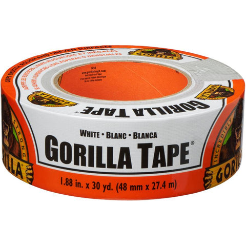 Gorilla Tape, Duct Tape, Utility Tape, Triple Layer Strength, Indoor & Outdoor, Weather Resistant Shell, 1.88 in X 30 yd, White Color, (Pack of 1) 6025001