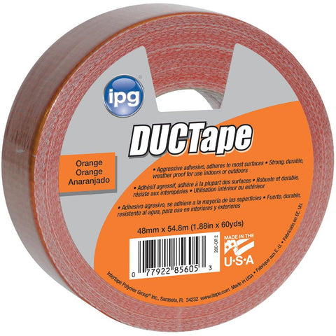 IPG JobSite DUCTape, Colored Duct Tape, 1.88" x 60 yd, Orange (Single Roll)