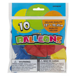 Party Balloons - Assorted Colours, 12", 10 Pack