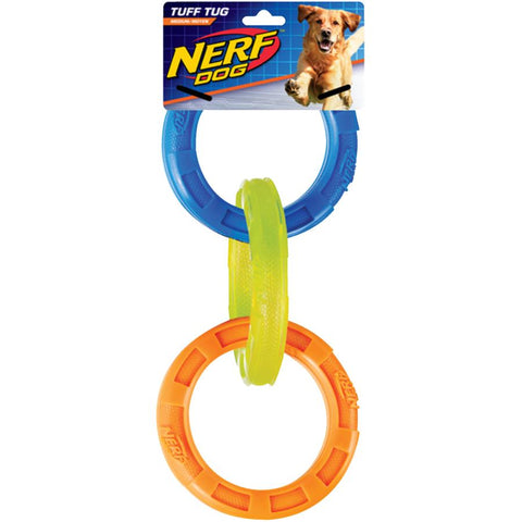 Nerf Dog VP6877 3-Ring TPR Tug, Pet Squeak Toy