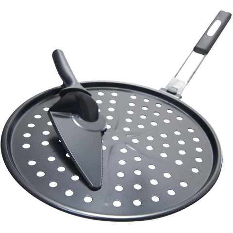 GrillPro 98140 Non-Stick Pizza Grill Pan Includes Pizza Cutter/Server, 12-Inch Diameter