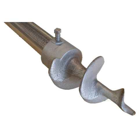 Dock Edge Stationary Dock Base Leg Pipe Sand Auger, Galvanized, 7/16" Holes for 3/8" Carriage Bolts