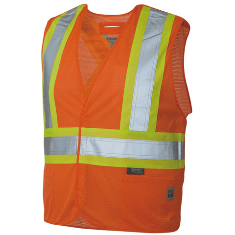 Work King Men's Hivis Tearaway Mesh Vest Os Outerwear, Fluorescent Orange, 2XL