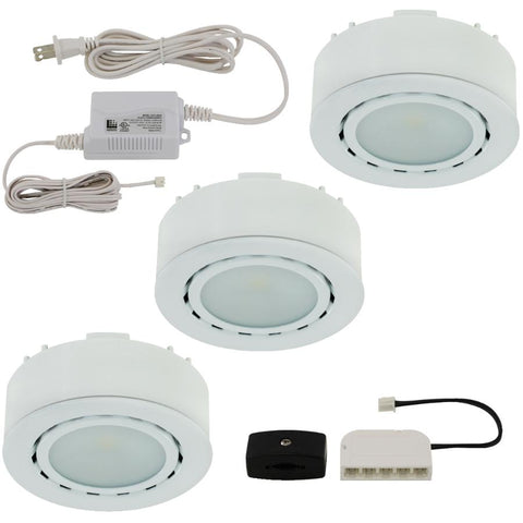 Liteline Corporation UCP-LED3-WH LED Three-Light Puck Kit, 12V, White