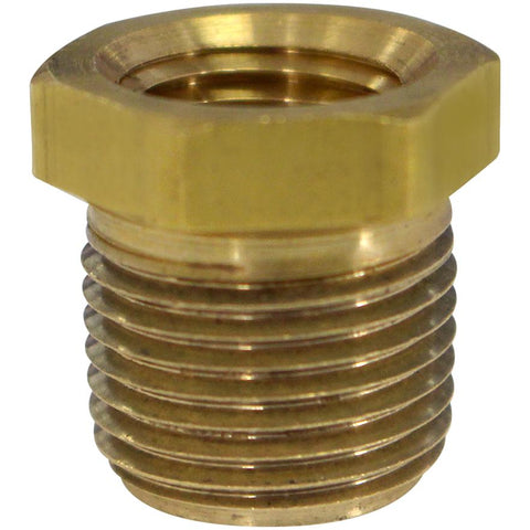 1/2" x 3/8" Male-Female Pipe Thread Reducing Brass Bushing