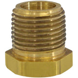 1/2" x 3/8" Male-Female Pipe Thread Reducing Brass Bushing