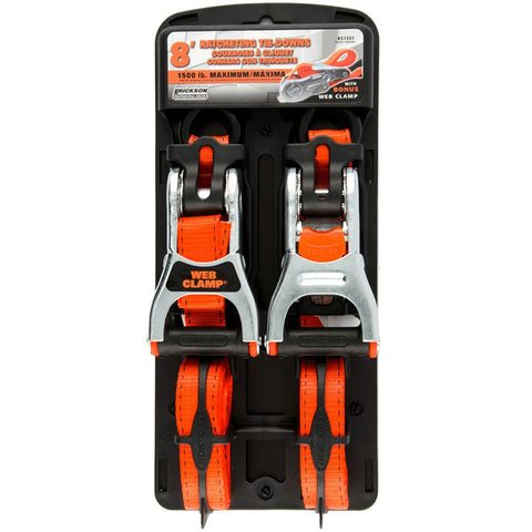 Erickson 31351 Pro Series 1-Inch x 8-Inch Strap Trap Ratcheting Tie-Down, Orange