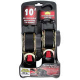 Erickson 34415 Pro Series Black Retractable Ratcheting Tie-Down Strap (Pack of 2, 1" x 10')