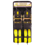 Erickson 34410 Pro Series Yellow 2-Inch x 10-Inch Rubber Handle Ratcheting Tie-Down Strap