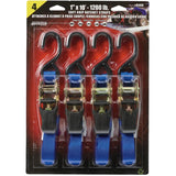 Erickson 01415 1-Inch x 10-Inch Rubber Handle Ratcheting Tie-Down Strap, Blue