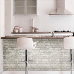 NuWallpaper NU1653 Grey and White Brick Peel & Stick Wallpaper