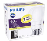 PHILIPS Led 8W = 60W A-Line (A19) Soft White Non-Dimmable (2700K) 2 Pack