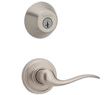 Weiser Toluca Lever and Deadbolt Combo Pack for Hall/Closet, Interior Door Handle Set, Satin Nickel (9GSL74810-001)