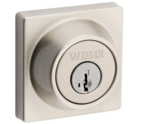 Weiser Elements Square Deadbolt with SmartKey, Satin Nickel