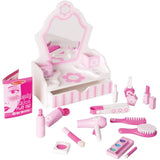 Melissa and Doug Wooden Beauty Salon Play Set with Vanity and Accessories (18 Pieces)