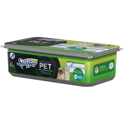 Swiffer Sweeper Wet Mop Refills for Floor Mopping and Cleaning, Pet Heavy Duty Odour Defense, All Purpose Floor Cleaning Wet Cloths, 20 Count